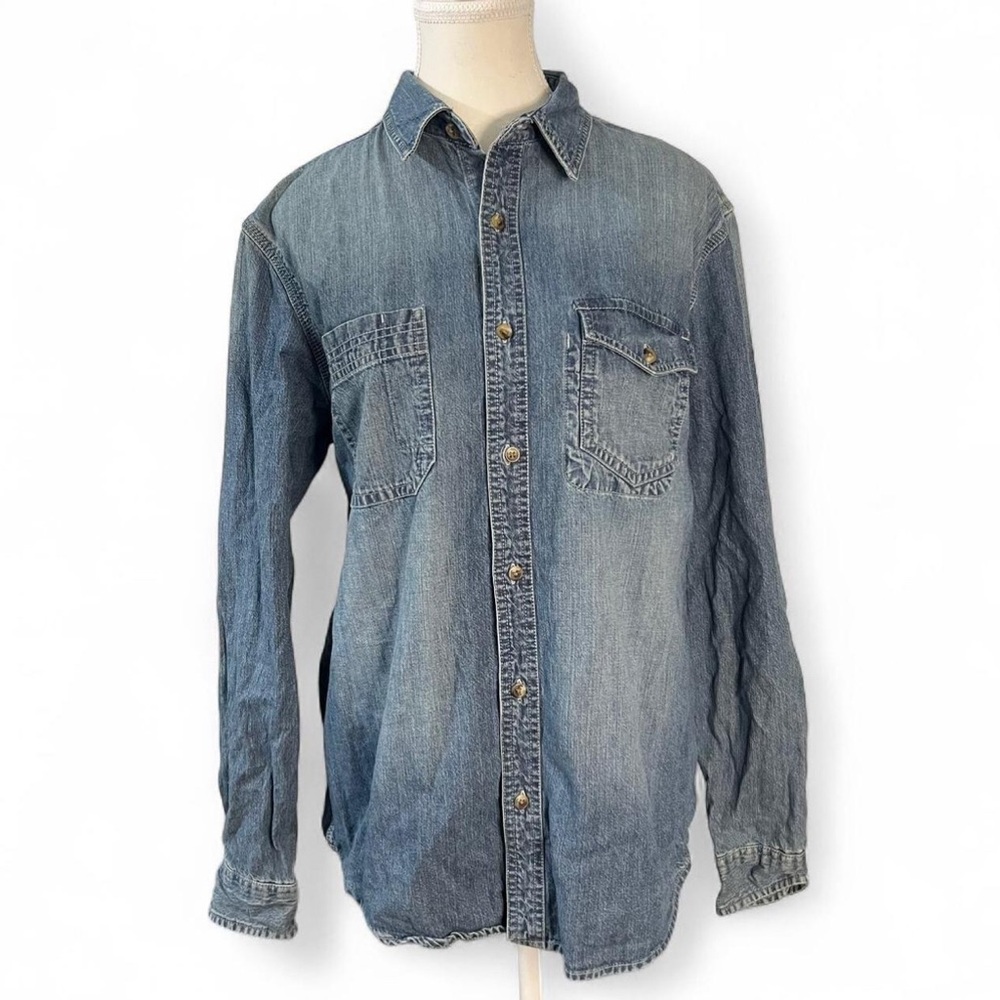 G.H. Bass & Co mens unisex Denim Button Down Shirt Medium